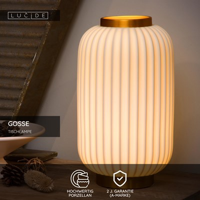 Lucide GOSSE - Tischlampe - Ø 19,7 cm - 1xE14 - Weiß